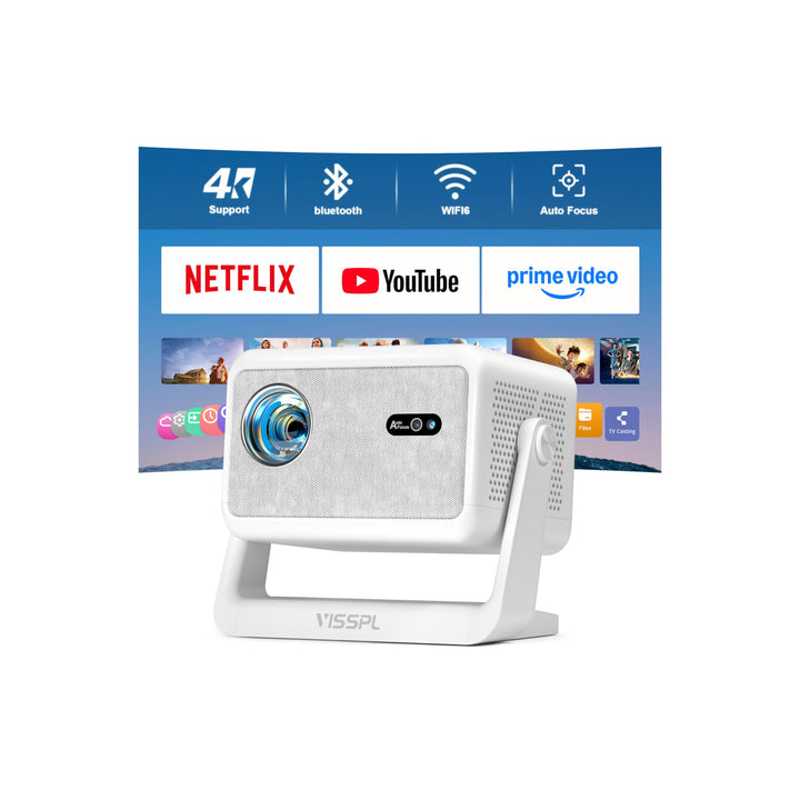 Smart Mini Beamer 4k [Offiziell Lizenzierter APP ] VISSPL 3200ANSI 4K Heimkino & Outdoor Beamer, Aut