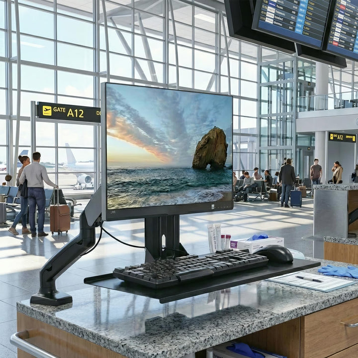 Maclean MC-756 Tastaturhalterung VESA 75x75 100x100 Tastatur und Maus Halterung Zulage für Monitorha