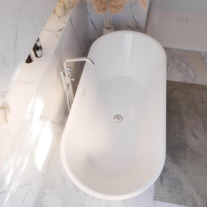 Schulte freistehende Badewanne 170 x 75 cm, hochwertiges Sanitär-Acryl Weiss, Komplettset inkl. Abla