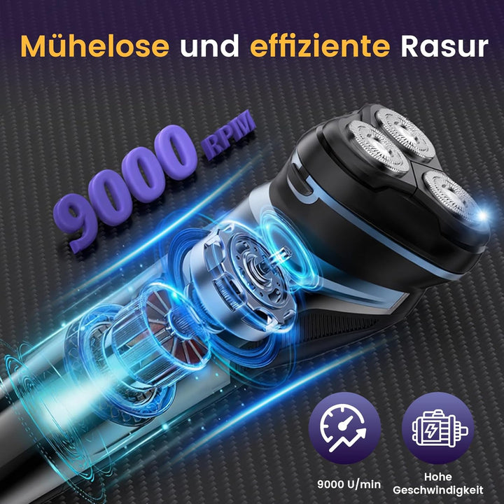 Skycool Rasierer Herren Elektrisch, 3-in-1 Elektrischer Rasierer für Herren Nass und Trocken, IPX7 W