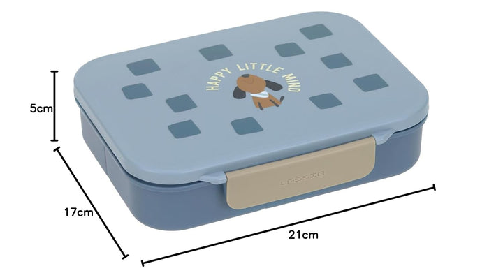 LÄSSIG Kinder Bento Lunchbox Brotdose mit Fächern Pattern Party Blue Blue/Green, Blue/Green