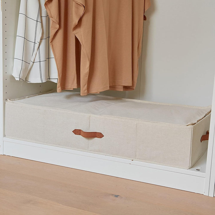 LOVE IT STORE IT Premium Unterbettkommode - Unterbett Aufbewahrungsbox für Bettwäsche - Aus Leinen-B
