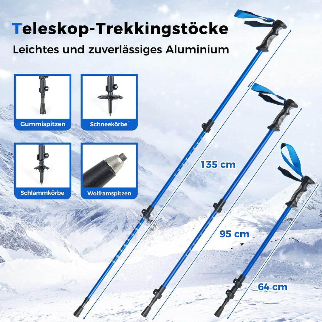 COSTWAY Schneeschuhe mit Steighilfe, Schuhgrösse 35-45 bis 68/90kg, leichtes Schneeschuh-Set aus Alu