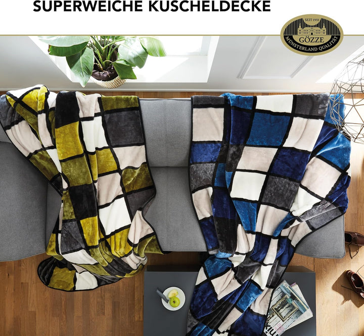 Gözze - Weiche Kuscheldecke, Cashmere Feeling, Hohes Stoffgewicht 500 g/m², Antigua, 150 x 200 cm -