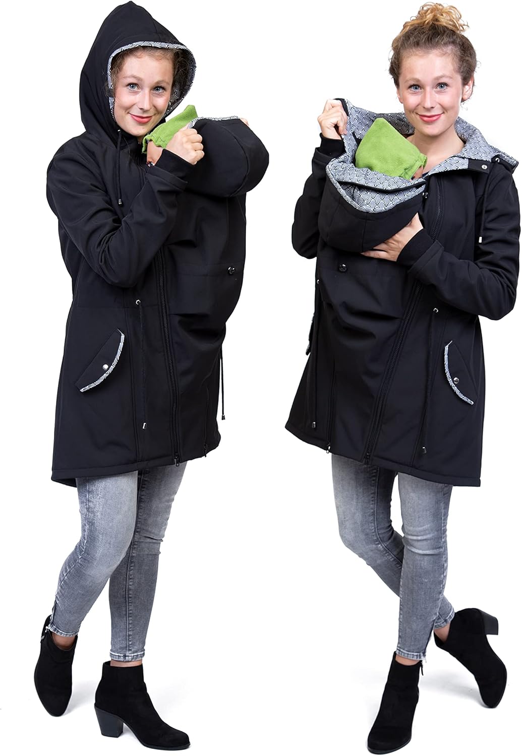 Viva la Mama - Zwillingstragejacke Tandemtragejacke aus Softshell - PINA Twin L Schwarz, L Schwarz