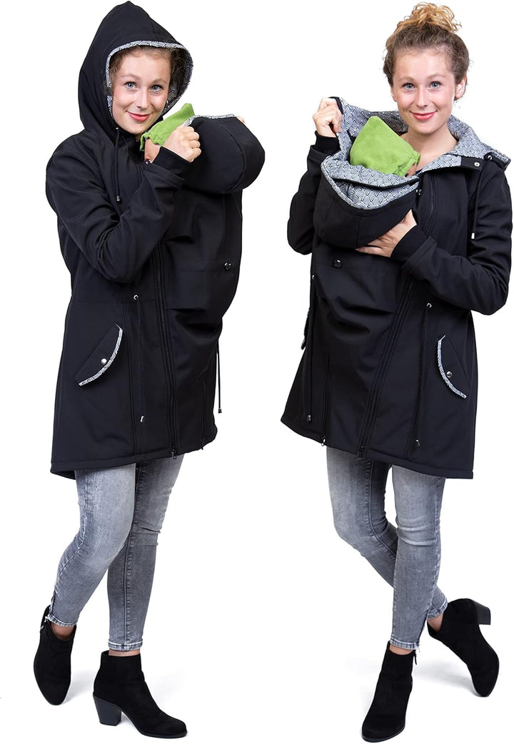 Viva la Mama - Zwillingstragejacke Tandemtragejacke aus Softshell - PINA Twin L Schwarz, L Schwarz