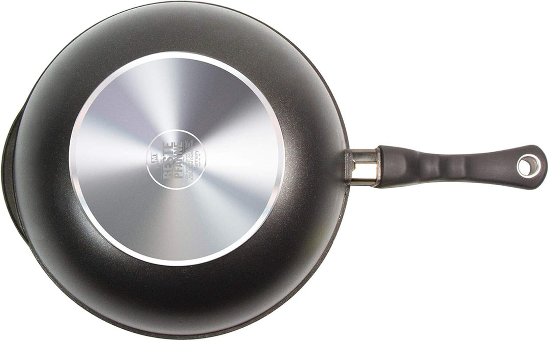 AMT Gastroguss Wok 32 cm Ø, 10 cm hoch, Wokpfanne, nicht induktionsgeeignet, fester Stiel, Lotan® An