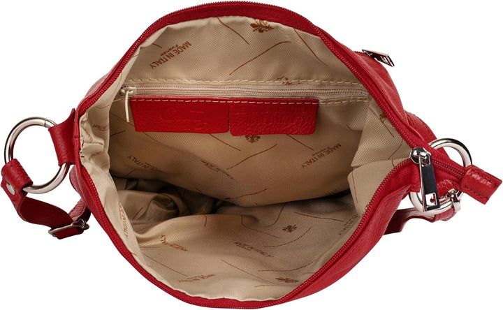 Umhängetasche Echt Leder Damen Made in Italy, Handtasche, Schultertasche, Crossbody Bag aus Leder 02