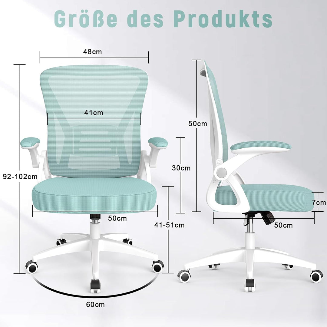 naspaluro Bürostuhl mit Verstellbaren Armlehnen, Ergonomischer Schreibtischstuhl mit Netzbespannung,