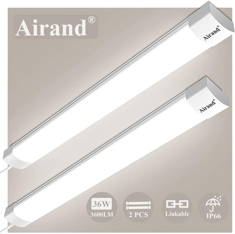 Airand 2 Stück Led Röhre 120CM Feuchtraumleuchte Led 36W 3600LM Verknüpfbar Werkstattlampe IP66 Wass