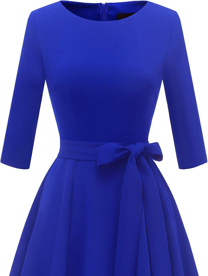 DRESSTELLS Damen 1950s Retro Vintage Rockabilly Kleid Festliches Partykleider Knielang 3/4 Arm Ballk