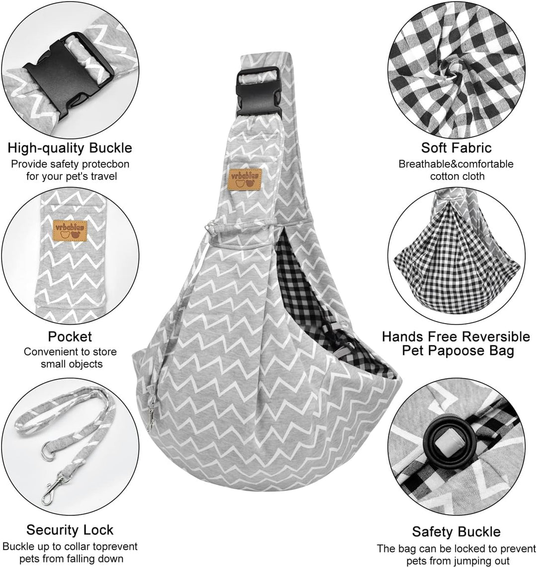 vrbabies Hundetrage für kleine Hunde, freihändig, atmungsaktiv, wendbar, verstellbar, aus Baumwolle,