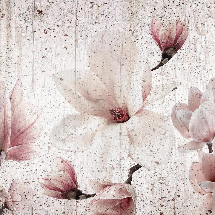 Runa Art Wandbilder Blumen Magnolien 5 Teilig Bild auf Vlies Leinwand Deko Wohnzimmer Vintage Beige
