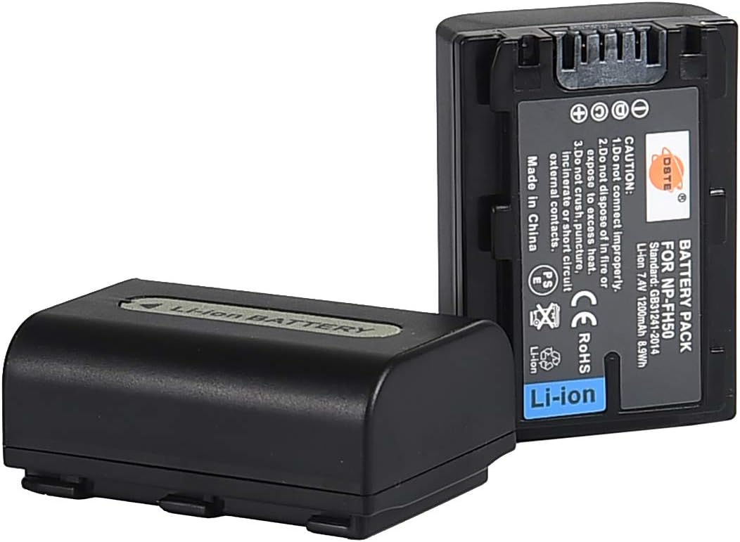 DSTE®（2 Pack） Ersatz Batterie und DC04E Reise Ladegerät Compatible für Sony NP-FH50 DSLR-A290 DSLR-A