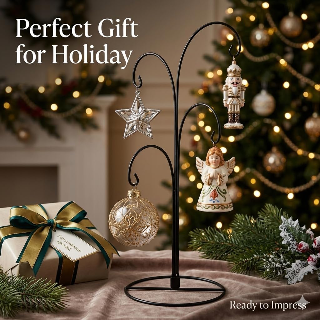 HOHIYA Weihnachtsdekoration Ständer Hängehaken für Hunde Katzen Glaskugel schwarz, Schwarz