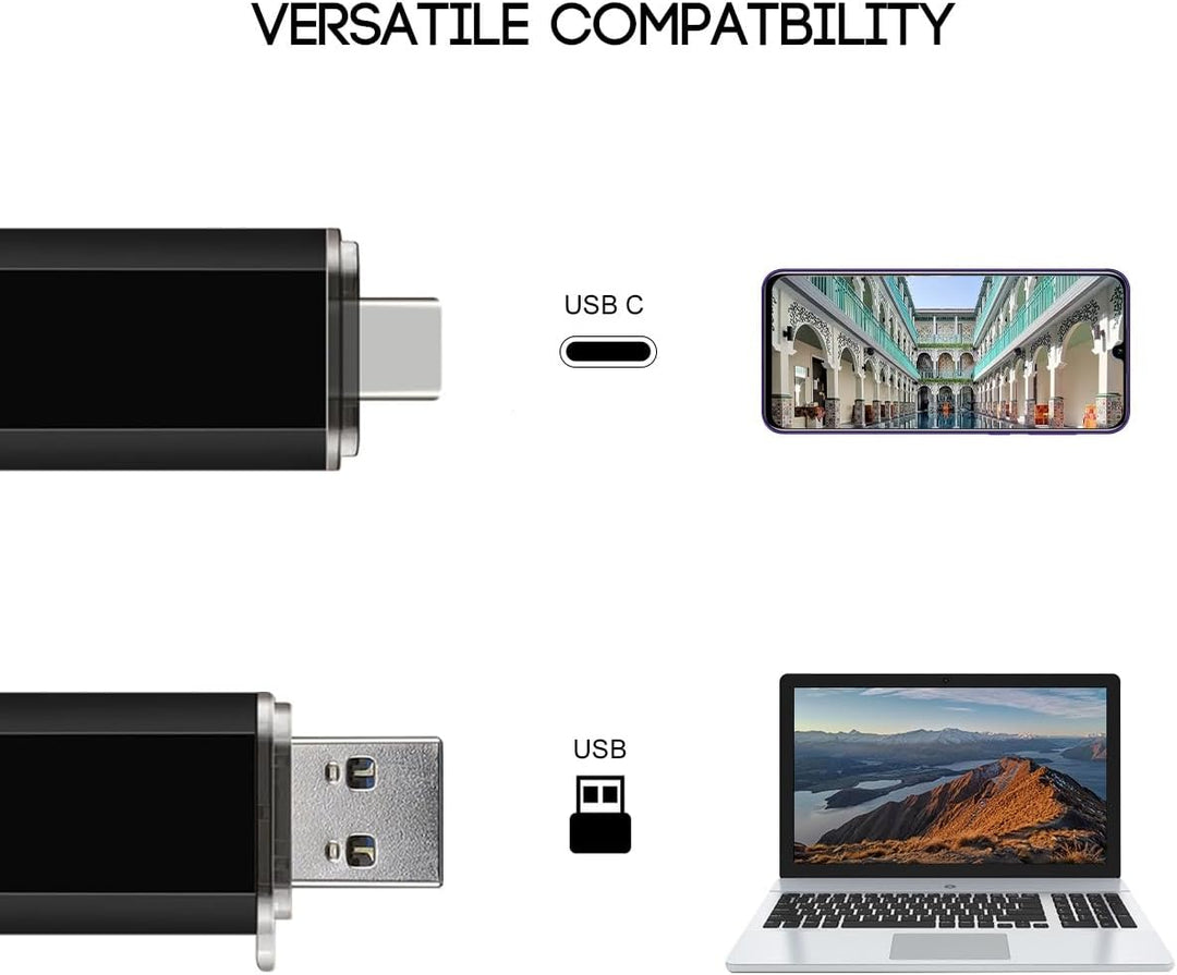 2-Pack 32GB USB C Flash Drive Dual Flash Drive Typ C + USB A Memory Stick Jump Drive 2-in-1 Thumb Dr