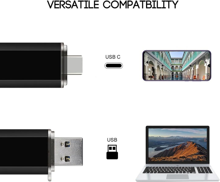 2-Pack 32GB USB C Flash Drive Dual Flash Drive Typ C + USB A Memory Stick Jump Drive 2-in-1 Thumb Dr