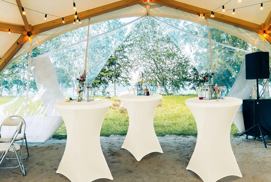 Teruntrue 6 Stück stehtischhusse Beige, Stehtischhusse für Ø 80-85 cm Stehtische und Bistrotische, S