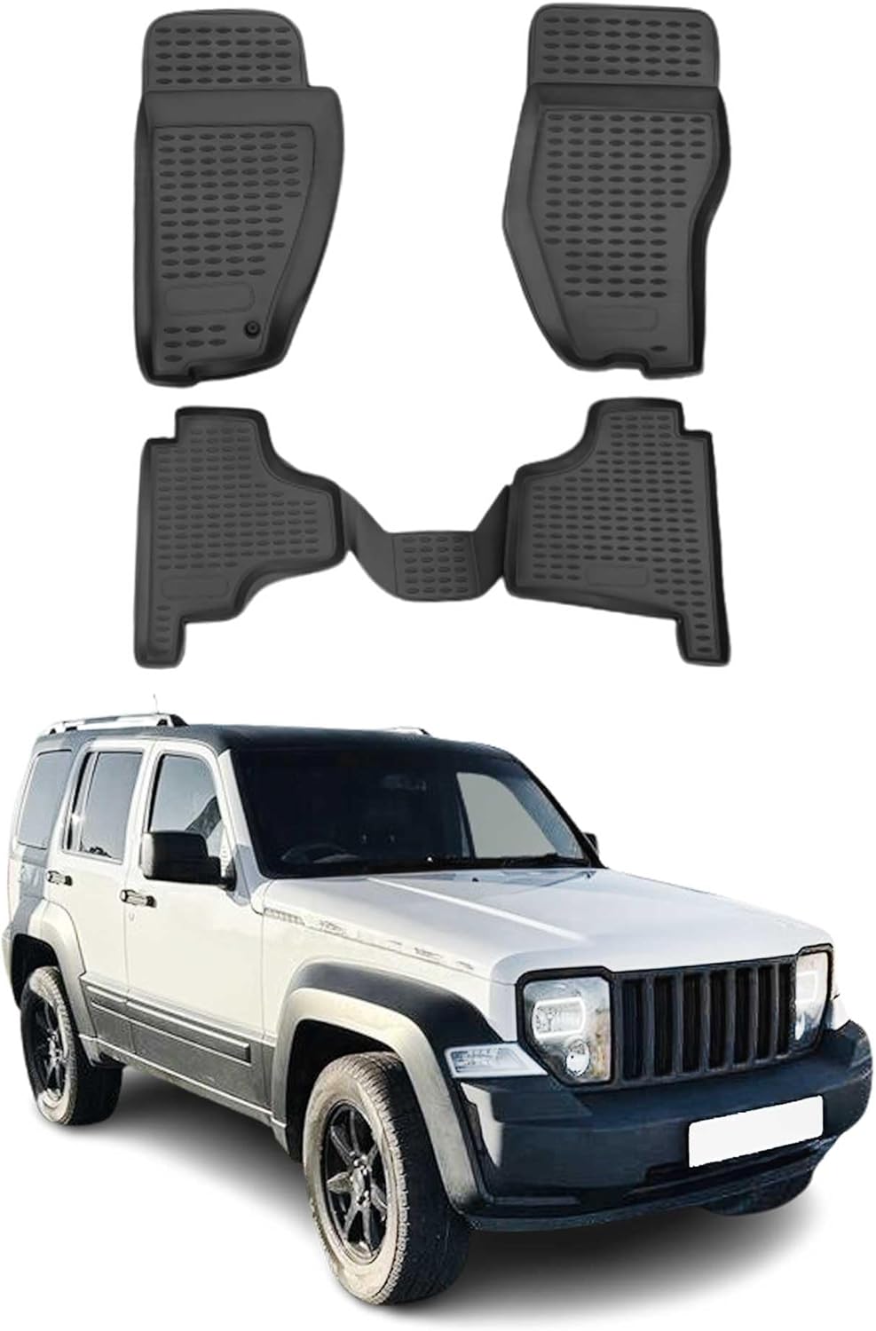 Fussmatten Gummimatten kompatibel mit Jeep Liberty 2007-2012 OMAC Gummi Schwarz