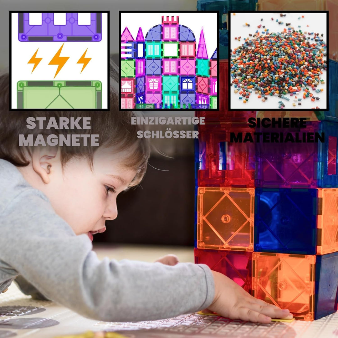 Desire Deluxe Magnetische Fliesen Bausteine Set Spielzeug für Mädchen & Jungen ab 3 Jahren – Pädagog