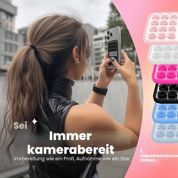 OCTOBUDDY Mirror - Silikon-Saugnapf Halterung fürs Handy mit Spiegel – rutschfeste Saugnapfhalterung