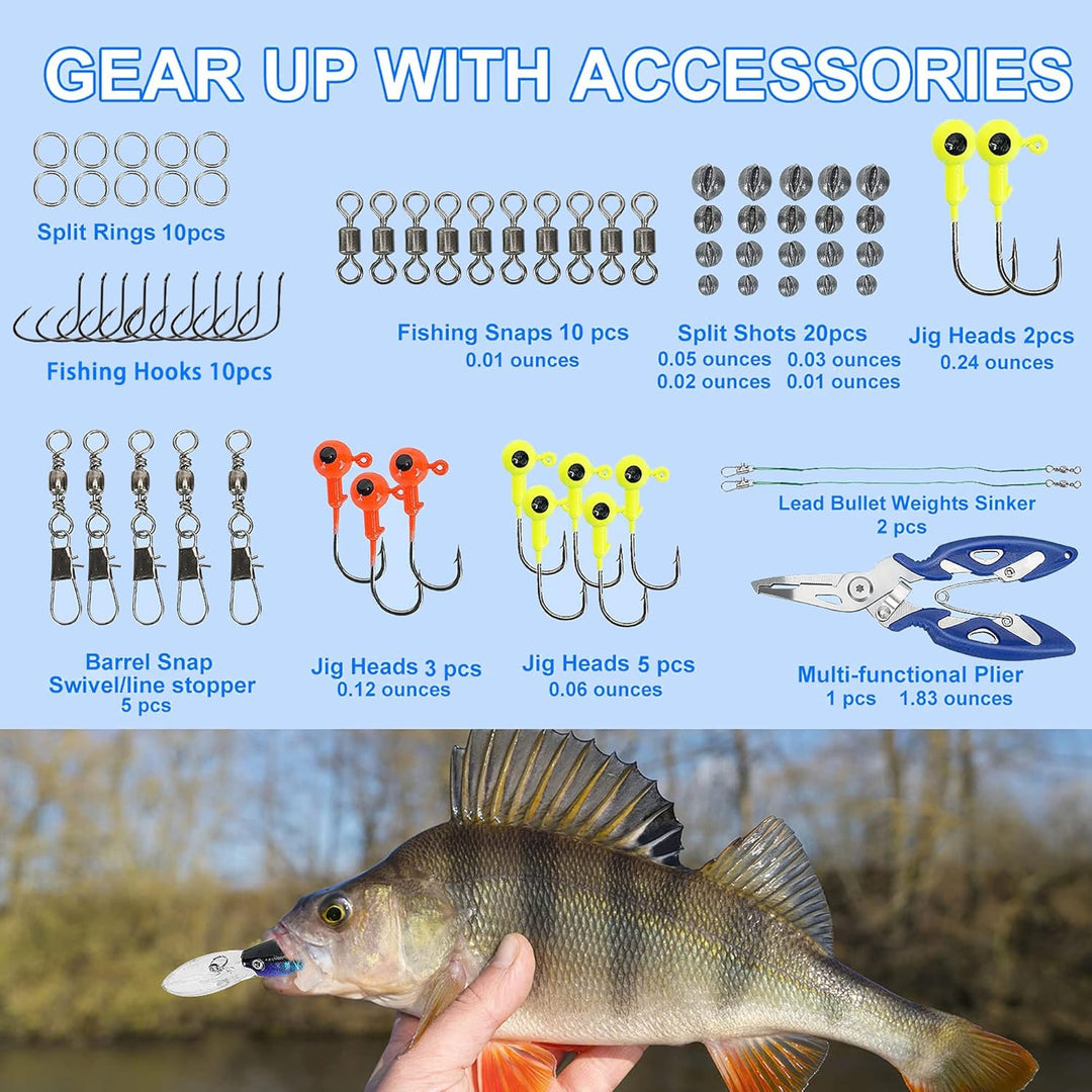 Angelköder Tackle Box Bass Fishing Kit, Salzwasser und Süsswasser Köder Angelausrüstung einschliessl