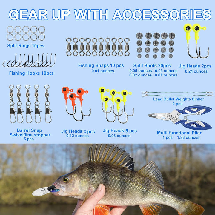 Angelköder Tackle Box Bass Fishing Kit, Salzwasser und Süsswasser Köder Angelausrüstung einschliessl