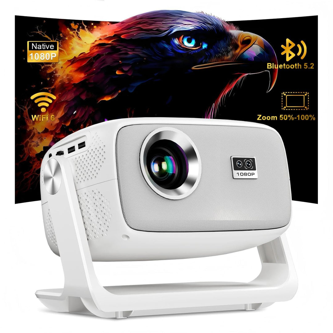 Beamer 1080P, Projektor Heimkino 16000L mit Bluetooth 5.2＆WiFi 5G, Elektrische Fokus Projector Unter