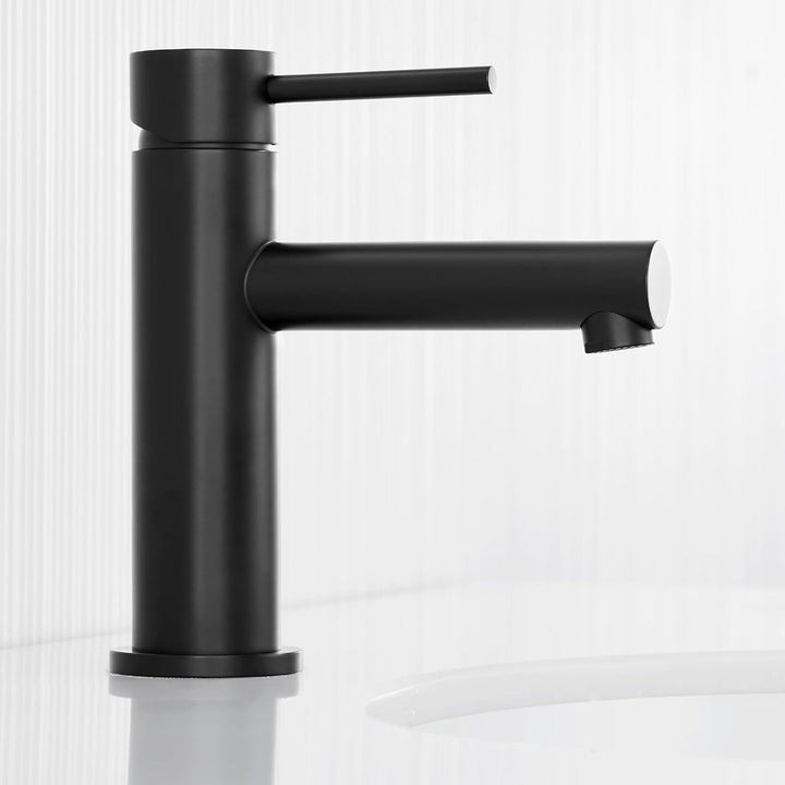 CECIPA Wasserhahn Bad Schwarz, Waschtischarmatur Schwarz mit Auslauf Höhe 90mm, Badezimmer Amaturen