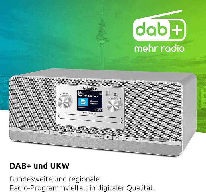 TechniSat DIGITRADIO 320 – Stereo Digitalradio, Kompaktanlage, DAB+ &amp; UKW Silber DIGITRADIO 320, Sil