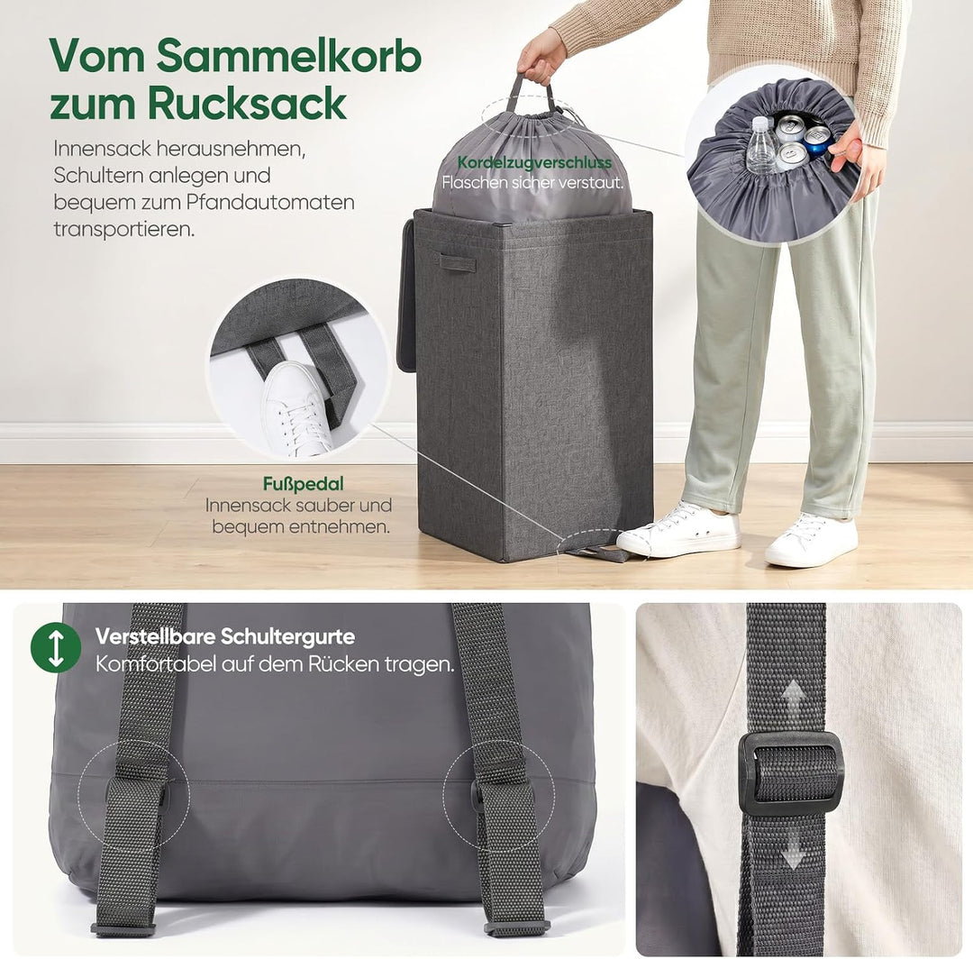 Sekey Pfandflaschen Sammelbehälter, 100L Pfandflaschen Behälter mit Deckel &amp; Einwurfloch, Abnehmbare