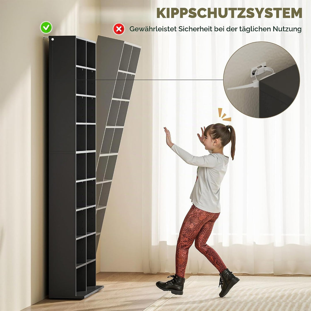HOMCOM CD- und DVD-Aufbewahrung, Multimedia-Aufbewahrungsmöbel, max. Kapazität 640 CDs/360 DVDs und