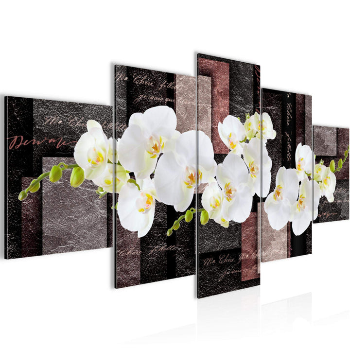 Runa Art - Bilder Blumen Orchidee 200 x 100 cm 5 Teilig XXL Wanddekoration Design Rosa 009351c