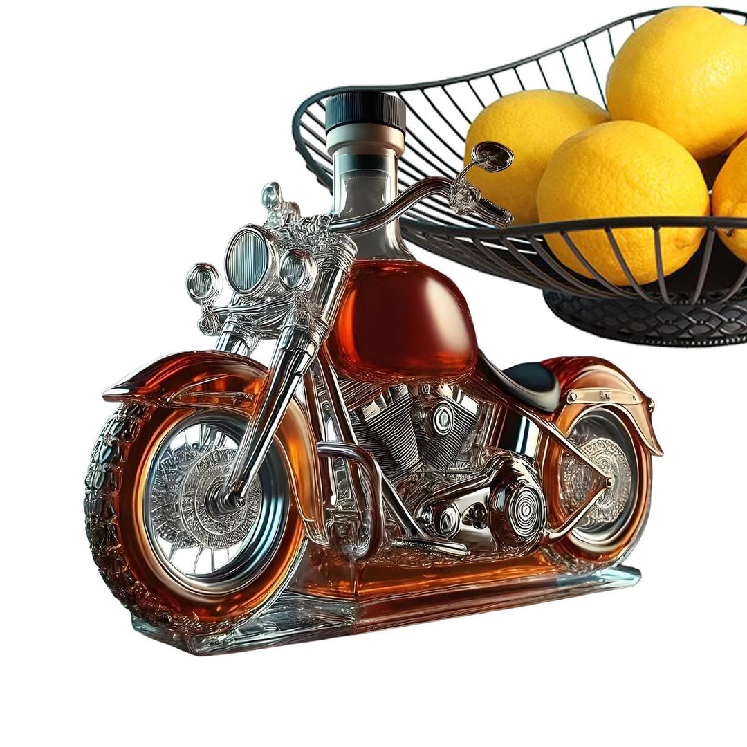 Weindekanter Glas Karaffe Mit Motorrad-Design Belüfter Whisky Flasche