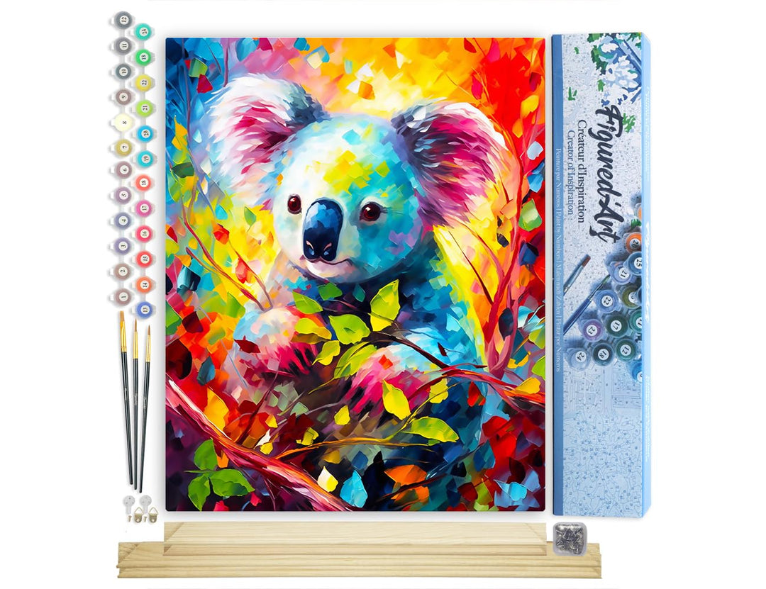 Figured'Art Malen Nach Zahlen Erwachsene Mit Rahmen Koala Farbenfroh Abstrakt - Paint by Numbers Bas