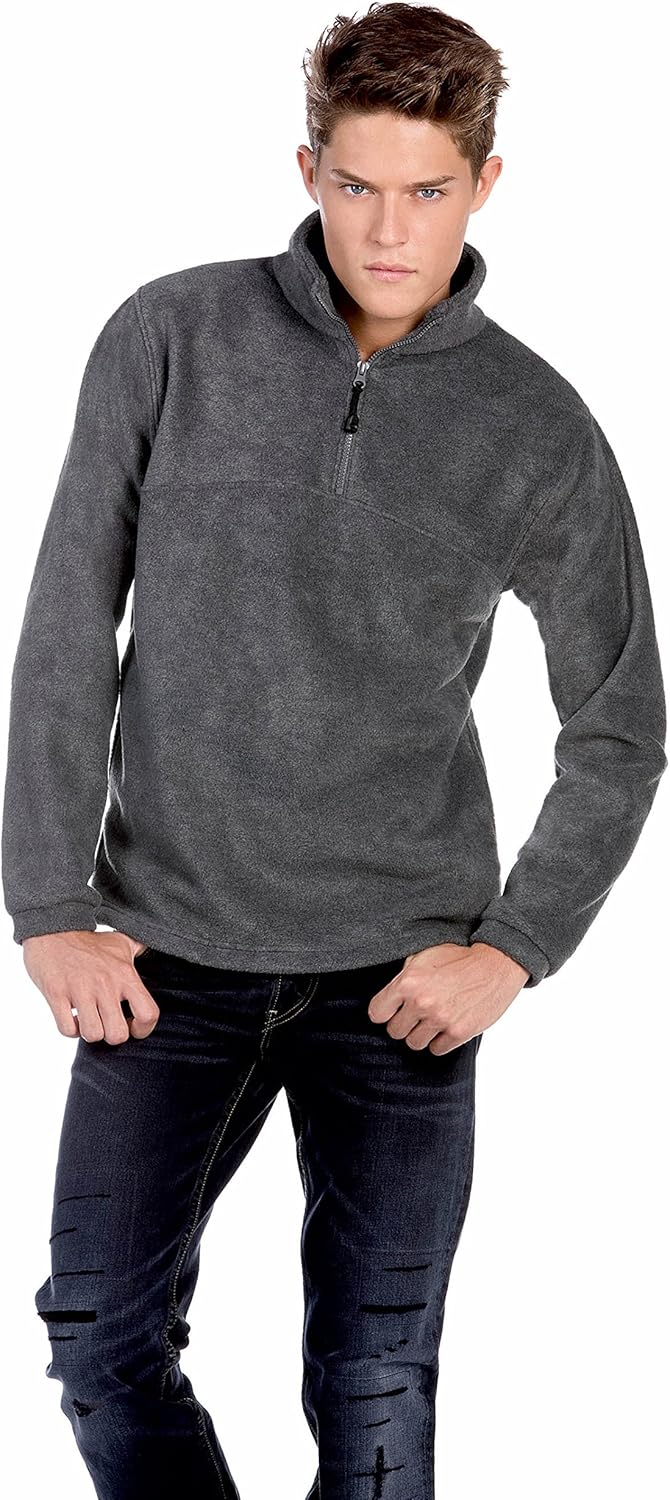 Werktruien met ritskraag B&C HIGHLANDER Zip Sweater Fleece S Charcoal, S Charcoal