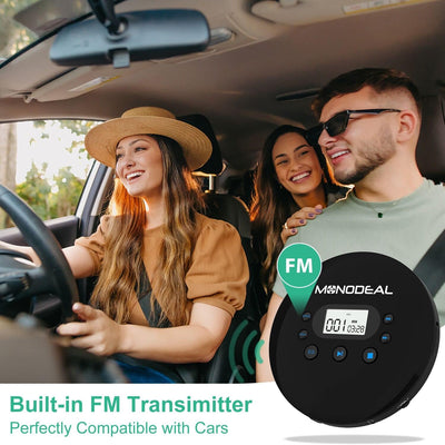 MONODEAL CD Player Tragbar mit FM Transmitter, Kabellose Verbindung mit Autolautsprecher, Tragbarer