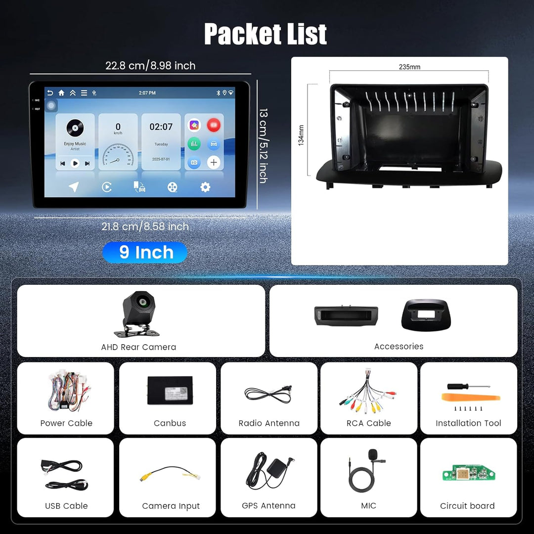 Hikity 4+64G Autoradio Android 15 für Renault Megane 3 2009-2014, 9" Incell Bildschirm Radio mit Wir