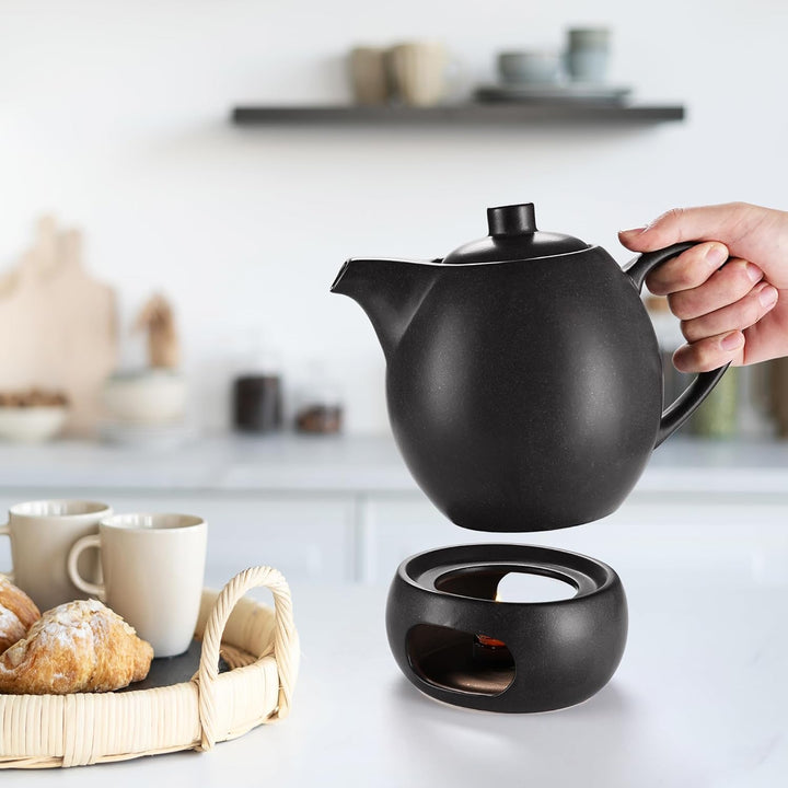 Happy Lemuro Teekanne mit Stövchen Set - 1,2 l - mit Siebeinsatz - Tea Pot - Teapot - Zubehör - Kera