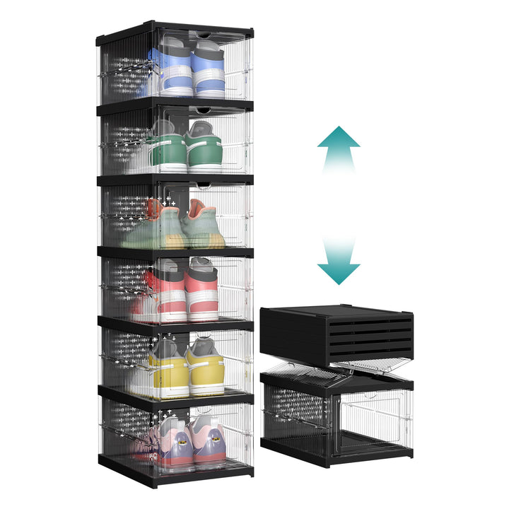 SONGMICS Schuhschrank, mit 6 Schuhboxen, integrierter Schuh-Organizer, faltbar, tragbar, für Schuhe