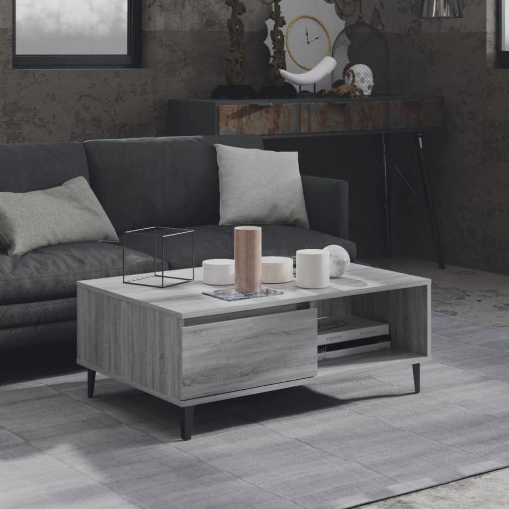 WIFESE Couchtisch mit Offenes Fach 90x60x35 cm Beistelltisch Holz Modernes Design Wohnzimmertisch Kl