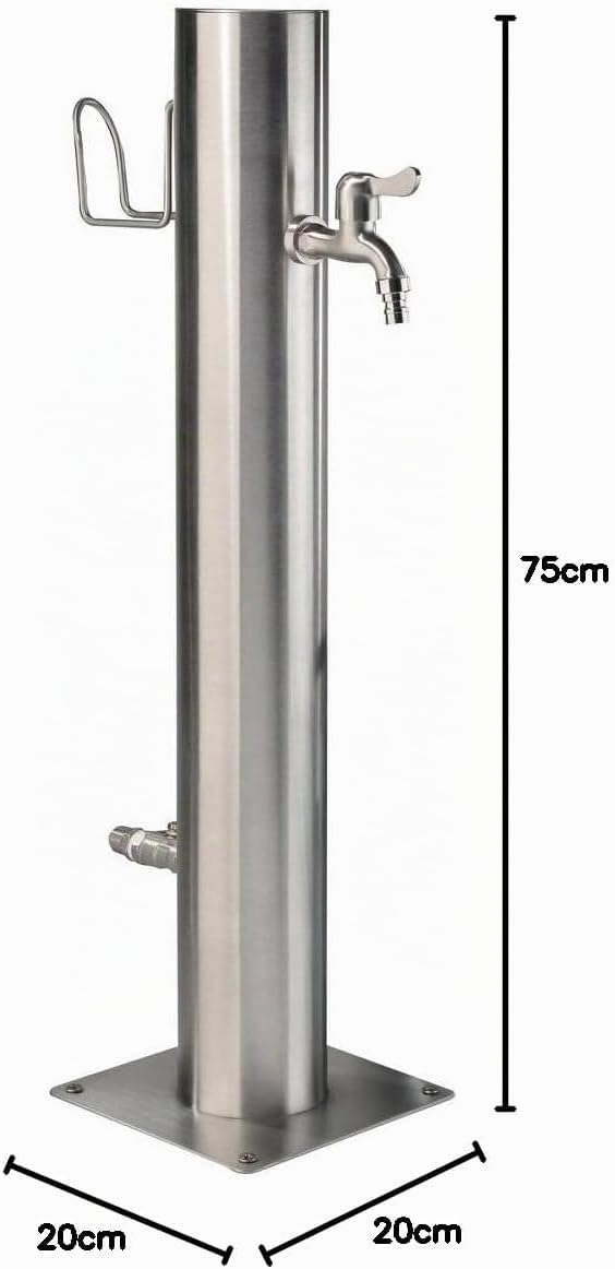 Westfalia Wasserwelten Wasserzapfsäule Edelstahl inklusive Schlauchhalter und 2 Hähne 75 cm
