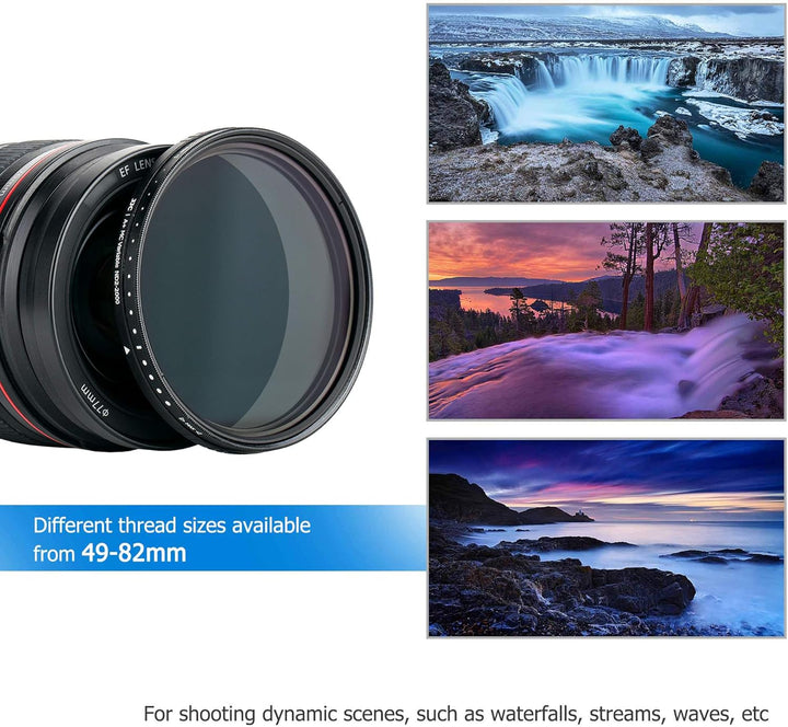 JJC 72 mm Variabler ND Filter ND2-ND2000 1-11 Stop Neutral Graufilter für Nikon Z 24-70 mm F4, für S