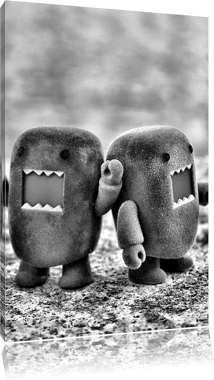 Pixxprint Rawr Monsterpuppen / 100x70cm Leinwandbild bespannt auf Holzrahmen/Wandbild Kunstdruck Dek