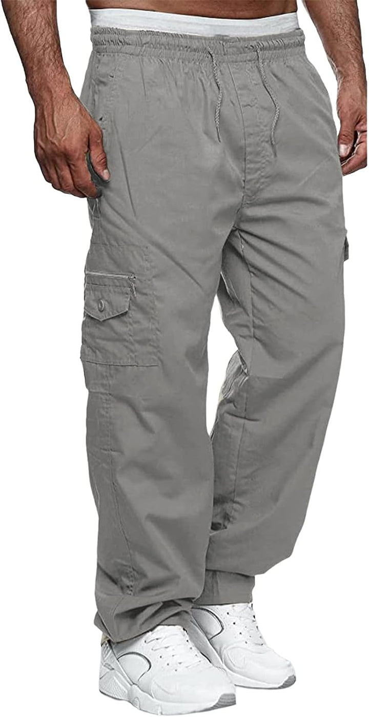 Jolicloth Cargohose Herren Baumwolle Outdoorhose Lange Baggy Hose Casual Freizeithose Pants M Hell G
