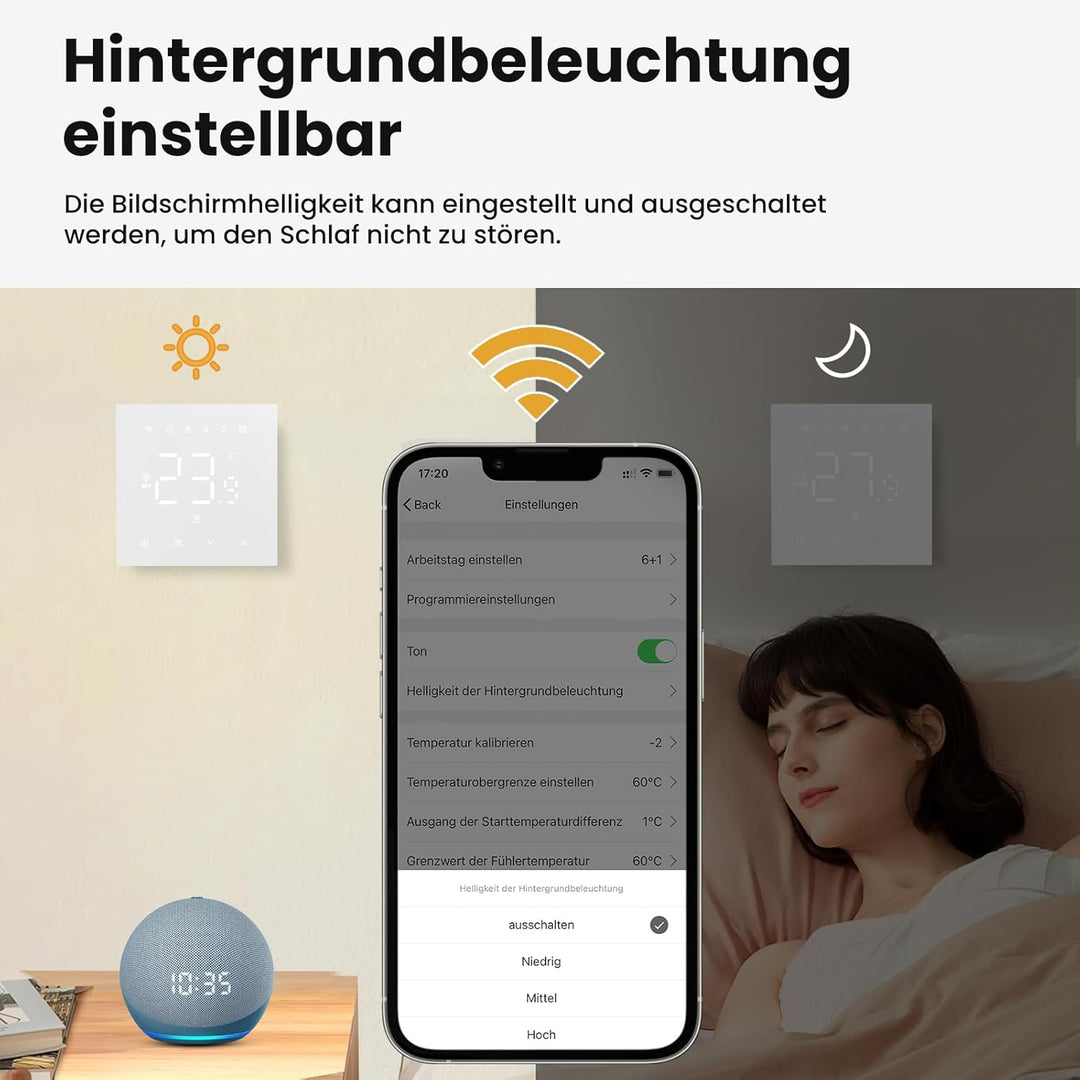 MIUCDA Thermostat Fussbodenheizung Wasser, Tuya WiFi Heizungsthermostat Smart Digital Raumthermostat