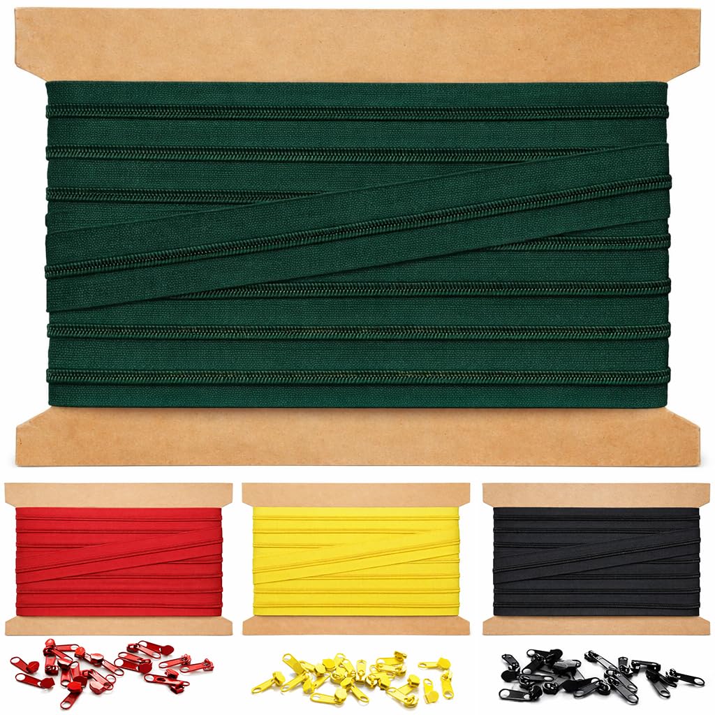 10m Endlosreissverschluss 5mm mit 20 zipper reissverschluss endlos Abgefulltes Grun 10m + 20 Zipper