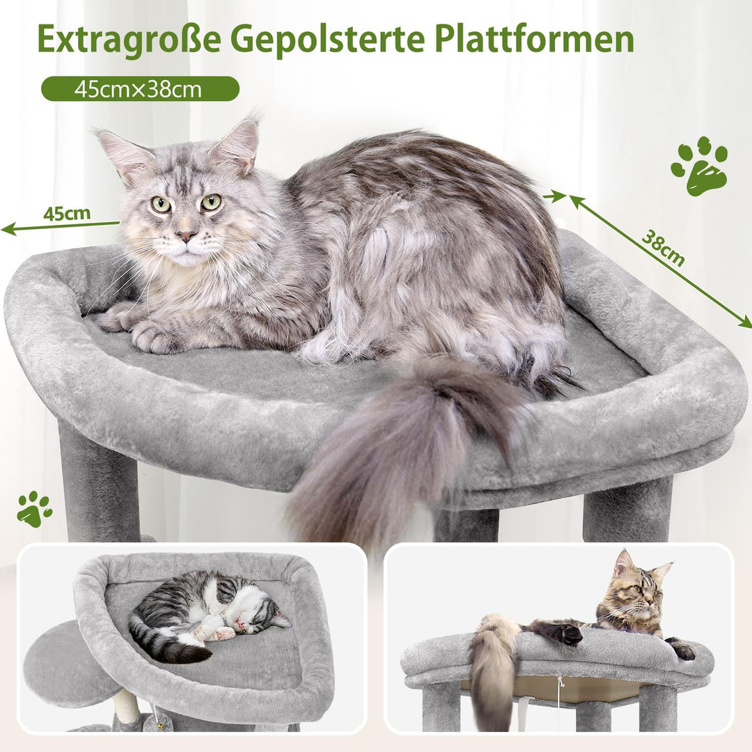 Globlazer Kratzbaum Katzen, Eckkratzbaum Stabil hoch 167 cm mit 2 Sektor Katzenhaus, Gepolsterte Pla
