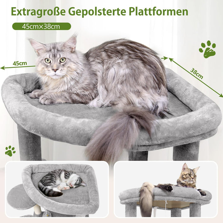 Globlazer Kratzbaum Katzen, Eckkratzbaum Stabil hoch 167 cm mit 2 Sektor Katzenhaus, Gepolsterte Pla