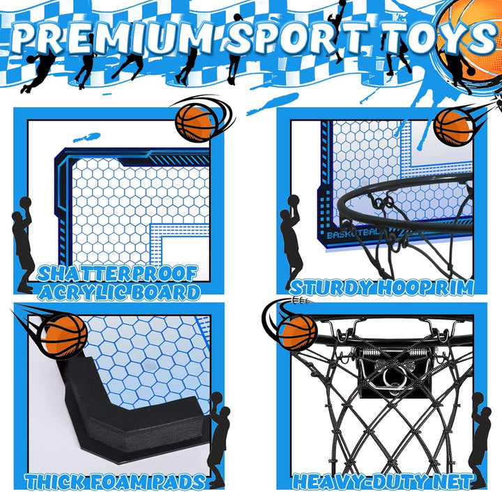 TEUVO Basketballkorb für Kinder und Erwachsene, Strong Indoor Mini Basketballkorb für Tür mit Pumpe,